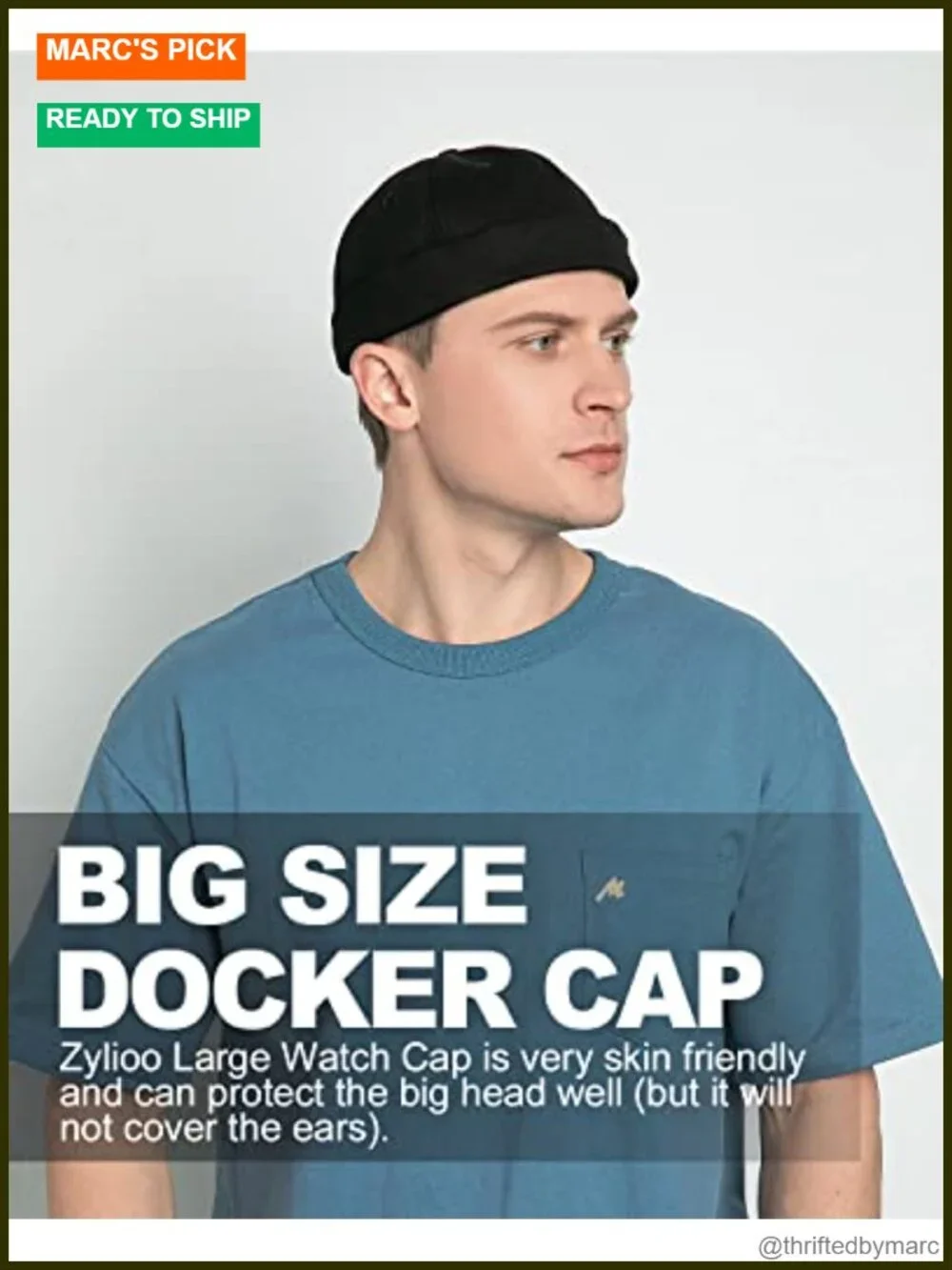 Oversize XXL Brimless Beanie Hat, Cotton Rolled Cuff Skull Cap, Adjustable No